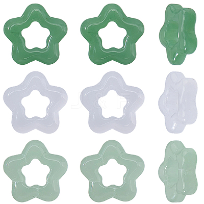 90Pcs 3 Colors Glass Imitation Jade Button Pendants DIY-SC0032-65-1