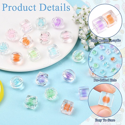 120Pcs 4 Styles Transparent Acrylic Beads OACR-YW0004-31-1
