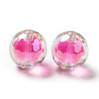 Two Tone UV Plating Rainbow Iridescent Acrylic Beads TACR-D010-03B-03-1