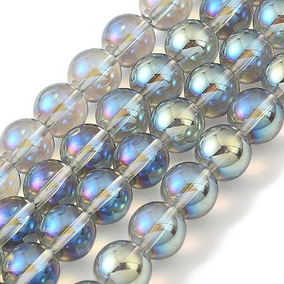 Transparent Electroplate Glass Beads Strands GLAA-T032-T8mm-C04-1