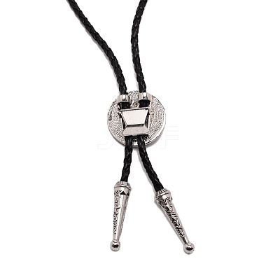 Engraved Flat Round Laria Necklace for Men Women NJEW-WH0011-15AS-1