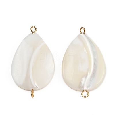 Natural Shell Teardrop Connector Charms STAS-D378-28G-1