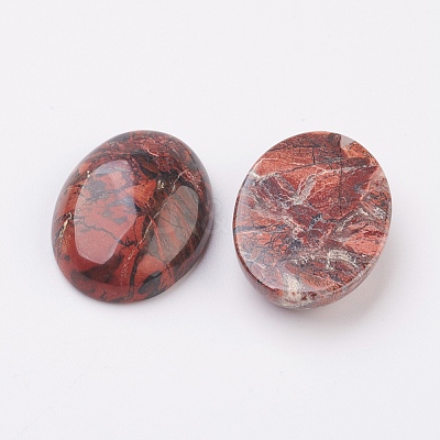 Natural Brecciated Jasper Flat Back Cabochons X-G-G741-18x25mm-02-1