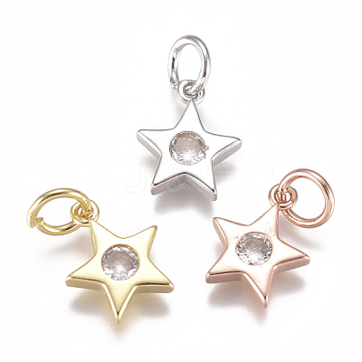 Brass Micro Pave Cubic Zirconia Charms ZIRC-F111-09-08-1