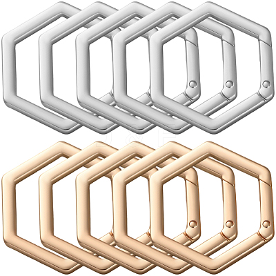 10Pcs 2 Colors Zinc Alloy Spring Gate Rings FIND-SP0004-34A-1