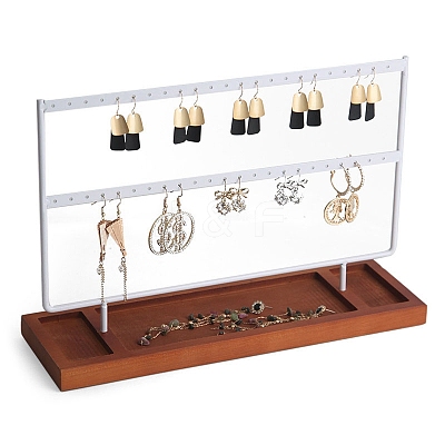 2-Tier Iron Jewelry Display Stands with Wood Trays PW-WG89AAB-02-1
