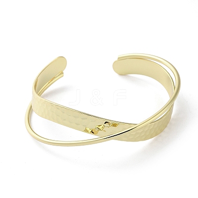 Rack Plating Brass Criss Cross Cuff Bangles X-BJEW-M039-02G-1