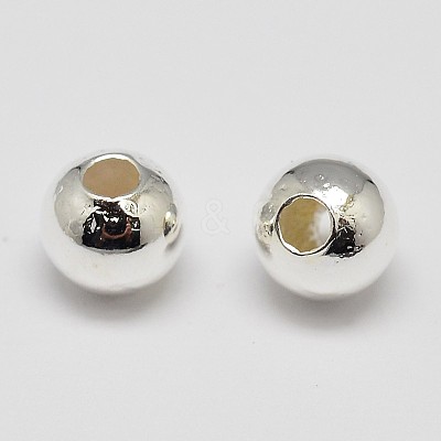 Brass Solid Round Beads KK-M085-28S-NR-1