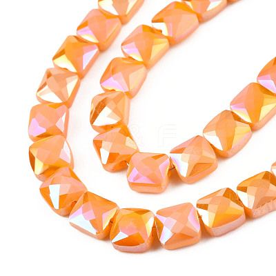 Electroplate Opaque Solid Color Glass Beads Strands EGLA-N002-42-04-1