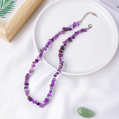 Natural Amethyst Chips Bead Necklace PW-WG87743-02-1
