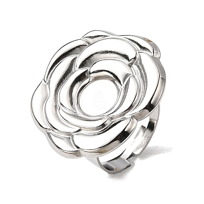 Adjustable 304 Stainless Steel Open Cuff Ring Components STAS-P403-01F-P-1