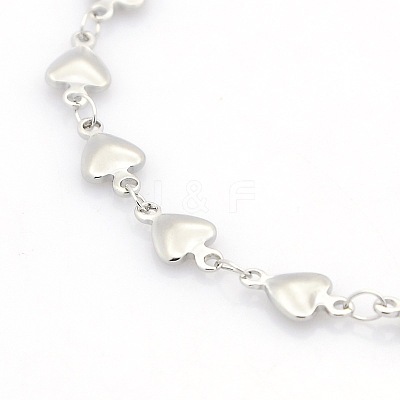 Tarnish Resistant Casual Style 304 Stainless Steel Heart Link Chain Bracelets STAS-O036-05P-1