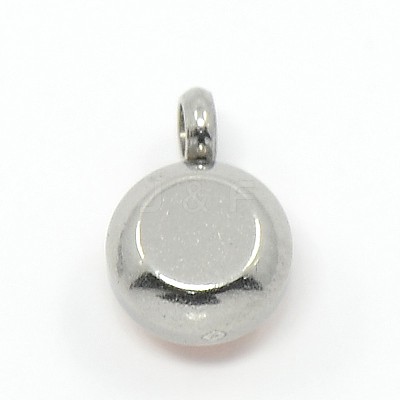 Trendy Original Color 304 Stainless Steel Grade A Rhinestone Flat Round Charm Pendants RB-M030-06E-1
