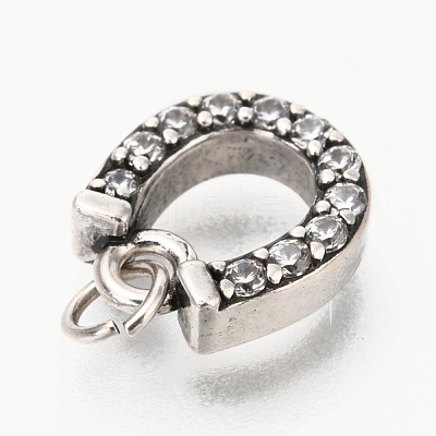Brass Micro Pave Clear Cubic Zirconia Charms ZIRC-O036-24AS-1