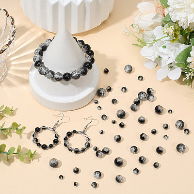 450Pcs 4 Styles Spray Painted Crackle Glass Beads CCG-PA0001-09C-1