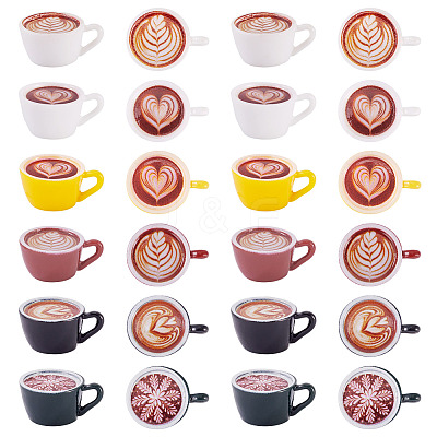 24Pcs 6 Colors Resin Coffee Cup Model Ornaments AJEW-TA0002-82-1