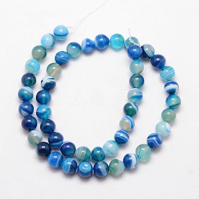 Natural Striped Agate/Banded Agate Bead Strands G-K166-13-6mm-06-1