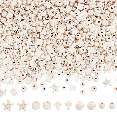 600Pcs 5 Styles Crackle Opaque Acrylic Beads OACR-UN0001-19-1