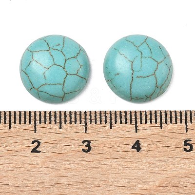 Craft Findings Dyed Synthetic Turquoise Flat Back Dome Cabochons X-TURQ-S266-14mm-01-1