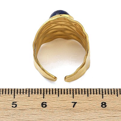 316 Stainless Steel with Natural Mixed Gemstone Cuff Rings RJEW-Z098-01G-16-1