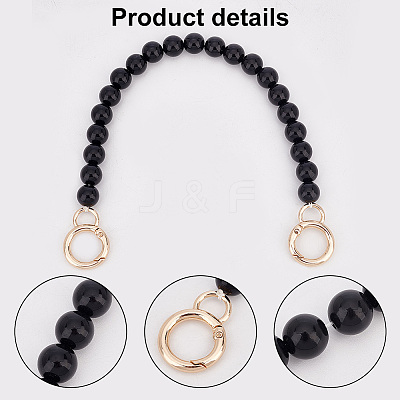Black Plastic Imitation Pearl Round Beaded Bag Handles FIND-WH0127-22B-1
