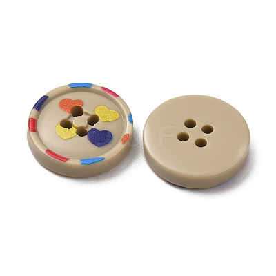 4-Hole Printed Opaque Resin Buttons RE-CBAB147-19-1