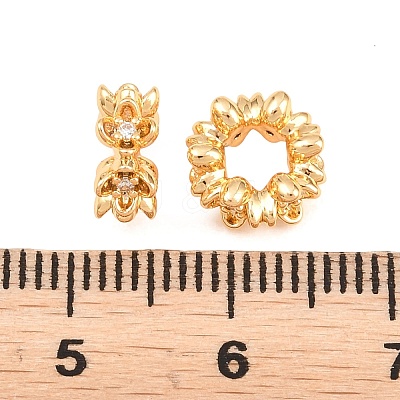 Brass Pave Clear Cubic Zirconia Spacer Beads KK-L274-05G-1