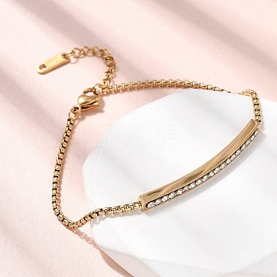 304 Stainless Steel Rhinestone Link Bracelets BJEW-P369-01G-1