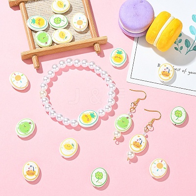 18Pcs 6 Styles Printed Handmade Porcelain Beads PORC-YW0001-89-1