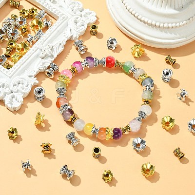 60Pcs 6 Styles Alloy Bead Caps FIND-CJ0001-36-1