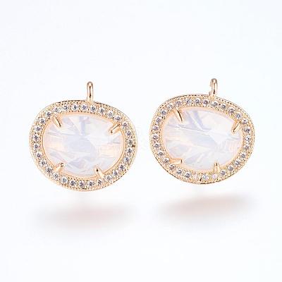 Brass Micro Pave Cubic Zirconia Stud Earring Findings ZIRC-G116-27-C01-1