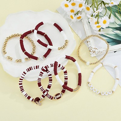 1 Set Handmade Polymer Clay Heishi Beads Stretch Bracelets Set BJEW-SZ0002-67B-02-1