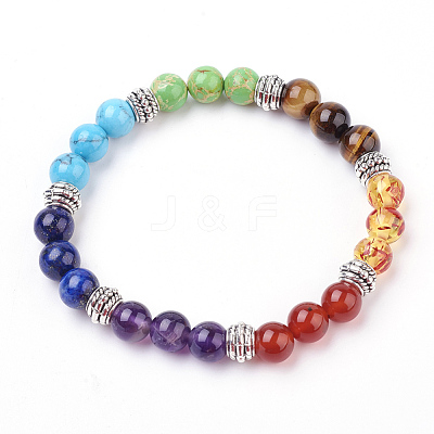 Gemstone Stretch Bracelets BJEW-P179-01-1