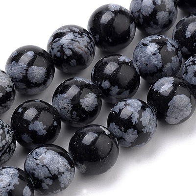 Natural Snowflake Obsidian Beads Strands G-S259-20-10mm-1