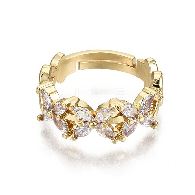 Adjustable Brass Micro Pave Clear Cubic Zirconia Finger Rings RJEW-S044-141-NF-1