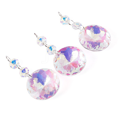3Pcs Round Glass Suncatchers for Outdoor Garden Hanging Decoration HJEW-TADJ0001-02-1