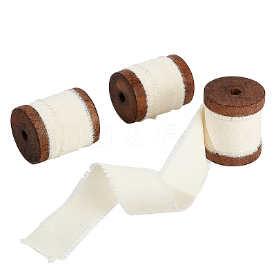 5 Yards Cotton Frayed Fringe Ribbon OCOR-WH0081-37-1