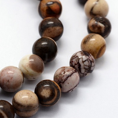 Natural Zebra Jasper Beads Strands G-I199-10-4mm-1