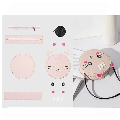 Cat PU Leather Shoulder Bag Making Kits ANIM-PW0002-31B-1