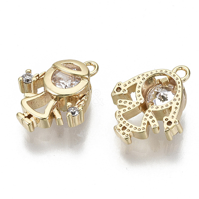 Brass Micro Pave Cubic Zirconia Charms KK-N232-47-NF-1