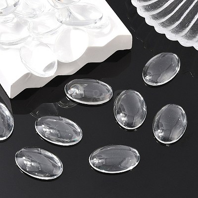 Transparent Oval Glass Cabochons GGLA-R022-30x20-1