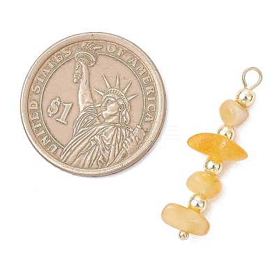 Natural Amber Chip with Round Electroplate Synthetic Non-magnetic Hematite Pendants PALLOY-JF05007-1