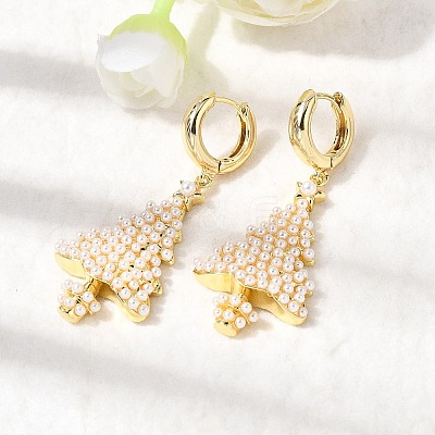 Christmas Brass Dangle Stud Earrings EJEW-L306-05G-1
