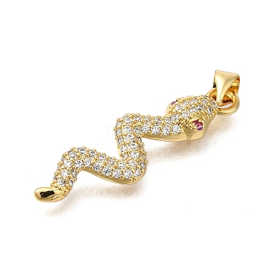 Rack Plating Brass Micro Pave Cubic Zirconia Pendants ZIRC-F142-37G-1