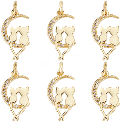 Brass Micro Pave Clear Cubic Zirconia Pendants ZIRC-BBC0002-47-1