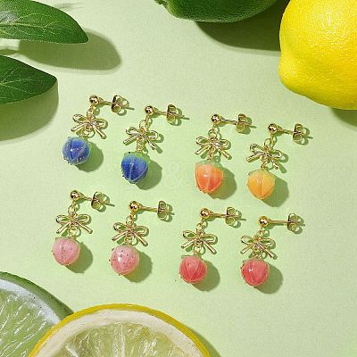 4Pairs 4 Colors Resin Stud Earring EJEW-TA00481-1