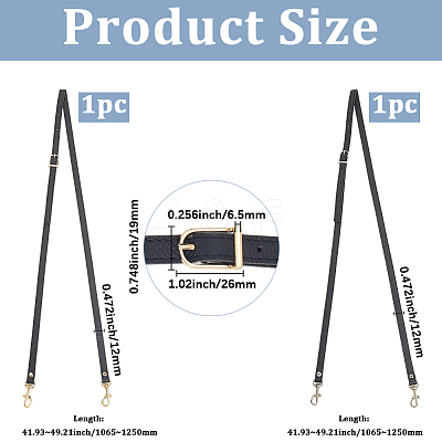 2Pcs 2 Colors Black Flat PU Leather Handbag Chain Straps PURS-BBC0001-01-1