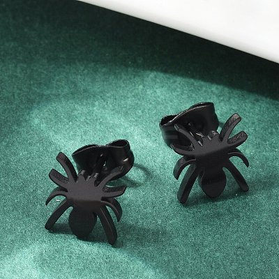 Halloween Spider 304 Stainless Steel Stud Earrings for Women X-EJEW-B019-01EB-1
