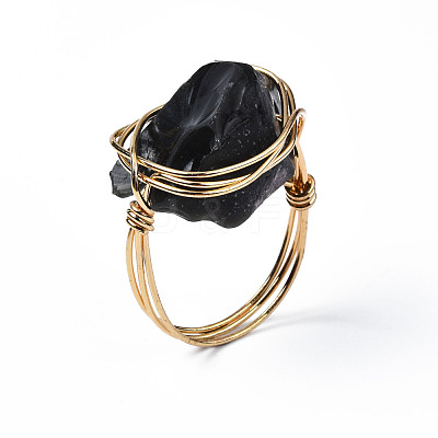Irregular Raw Natural Gemstone Braided Finger Ring G-S359-378-1