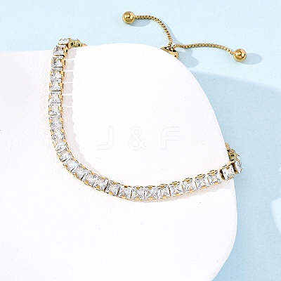 304 Stainless Steel Pave Clear Cubic Zirconia Tennis Bracelets BJEW-G754-03G-02-1